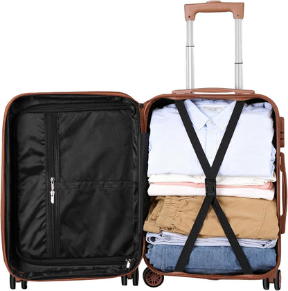 Hardside Expandable Luggage with Spinner Wheels, 21 Inch Carry On Luggage Airline Approved, Lightweight Travel Suitcase with Height Adjustable Handle (White)