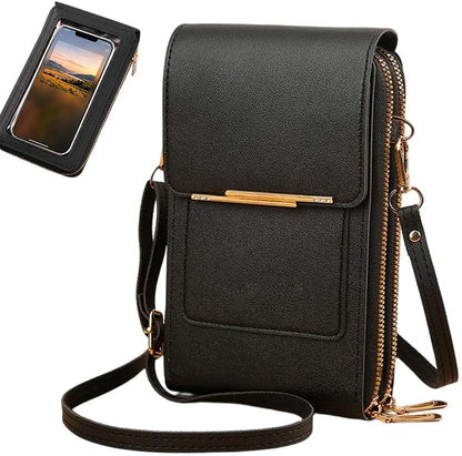 Crossbody Phone Wallet, Small Touch Screen Crossbody Phone Purse, Anti Theft Leather Messenger Bag for Women
