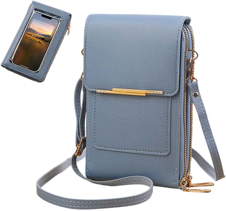 Crossbody Phone Wallet, Small Touch Screen Crossbody Phone Purse, Anti Theft Leather Messenger Bag for Women