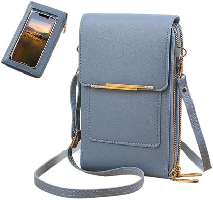 Crossbody Phone Wallet, Small Touch Screen Crossbody Phone Purse, Anti Theft Leather Messenger Bag for Women