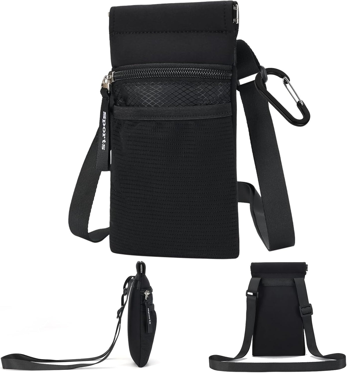 Crossbody Phone Purse with Water Bottle Holder - Multi-Function Cell Phone Pouch with Zipper & Mesh Pockets, Adjustable Strap Phone Holder for iPhone 17/16/15/14/13 Pro Max Plus, Samsung Galaxy (Gray)