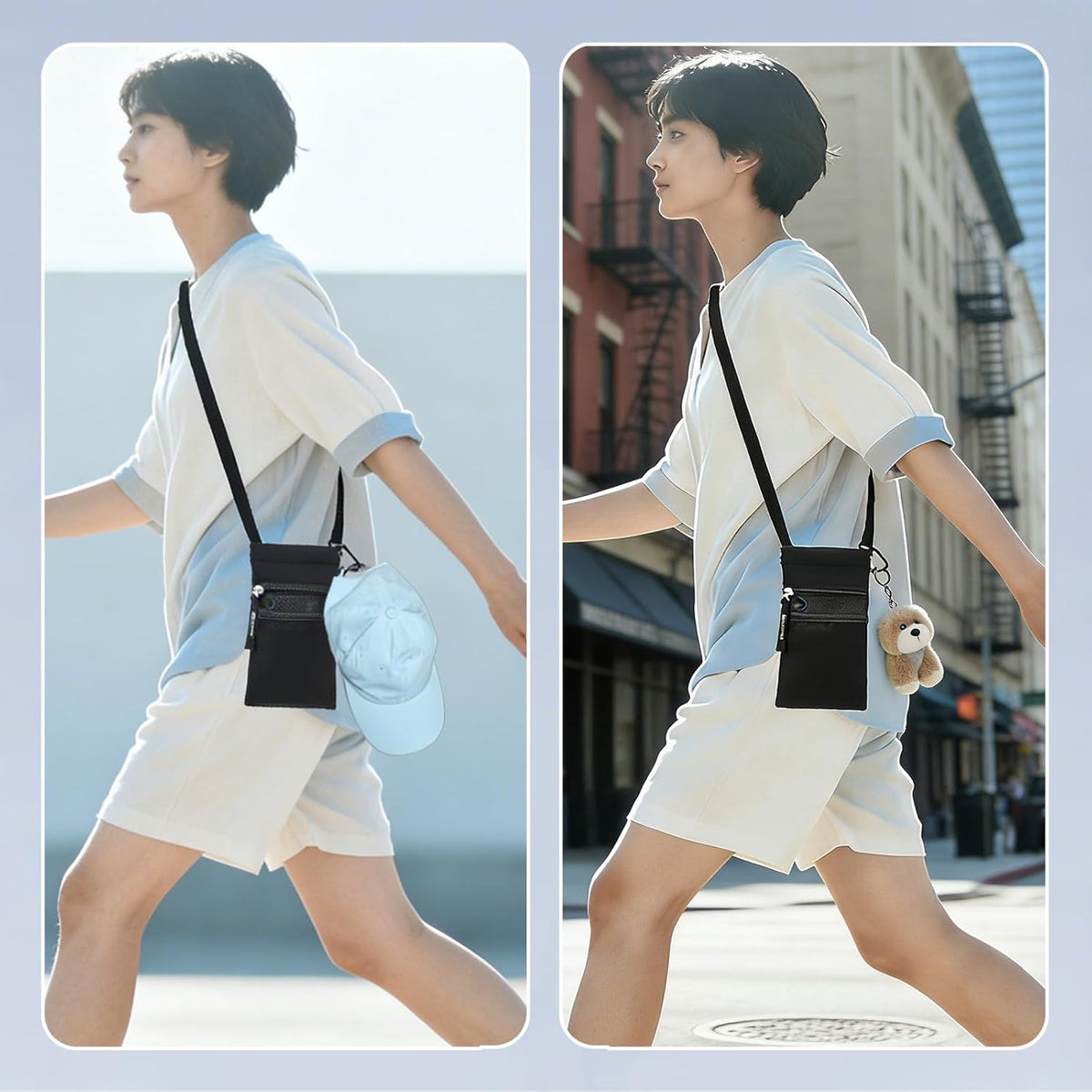 Crossbody Phone Purse with Water Bottle Holder - Multi-Function Cell Phone Pouch with Zipper & Mesh Pockets, Adjustable Strap Phone Holder for iPhone 17/16/15/14/13 Pro Max Plus, Samsung Galaxy (Gray)