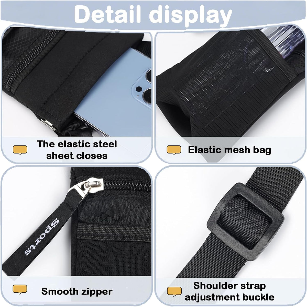 Crossbody Phone Purse with Water Bottle Holder - Multi-Function Cell Phone Pouch with Zipper & Mesh Pockets, Adjustable Strap Phone Holder for iPhone 17/16/15/14/13 Pro Max Plus, Samsung Galaxy (Gray)