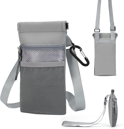 Crossbody Phone Purse with Water Bottle Holder - Multi-Function Cell Phone Pouch with Zipper & Mesh Pockets, Adjustable Strap Phone Holder for iPhone 17/16/15/14/13 Pro Max Plus, Samsung Galaxy (Gray)