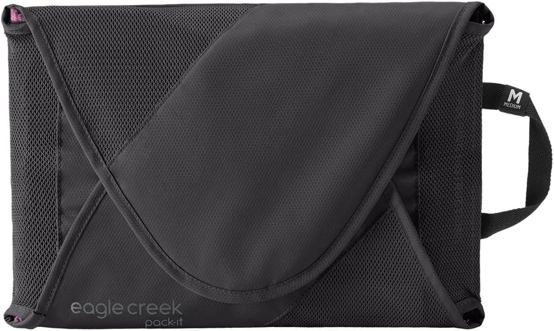 Pack-It Reveal Garment Folder - Travel Garment Bag with Compression Wings to Maximize Luggage Space - Convenient Top Handle - Quick Drying Material - Black - Medium