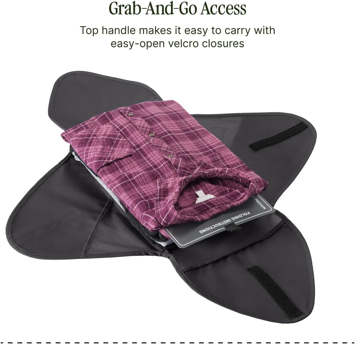 Pack-It Reveal Garment Folder - Travel Garment Bag with Compression Wings to Maximize Luggage Space - Convenient Top Handle - Quick Drying Material - Black - Medium