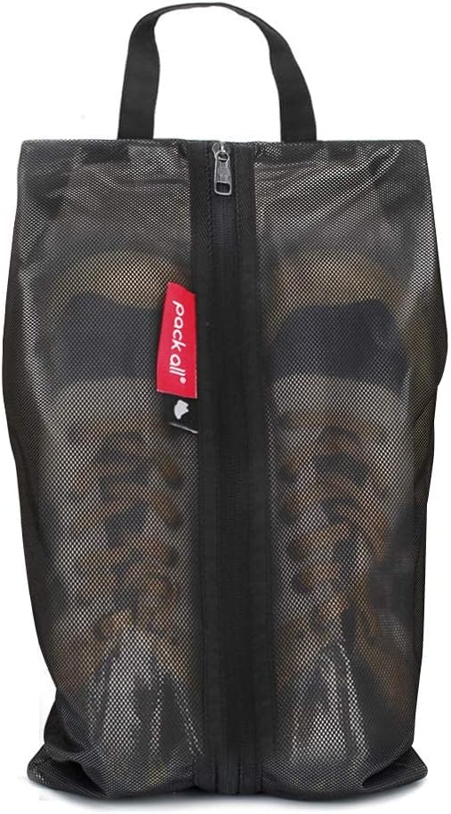 Shoe Bag for Travel, Water-Resistant Shoe Pouch for Gym, Odor-Resistant Soccer Cleats Bag for Sport (Black)