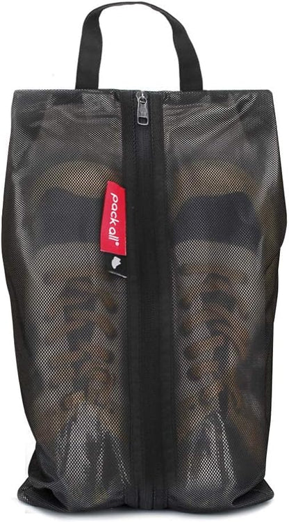 Shoe Bag for Travel, Water-Resistant Shoe Pouch for Gym, Odor-Resistant Soccer Cleats Bag for Sport (Black)