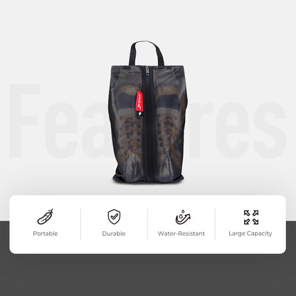 Shoe Bag for Travel, Water-Resistant Shoe Pouch for Gym, Odor-Resistant Soccer Cleats Bag for Sport (Black)