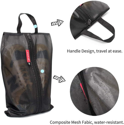 Shoe Bag for Travel, Water-Resistant Shoe Pouch for Gym, Odor-Resistant Soccer Cleats Bag for Sport (Black)