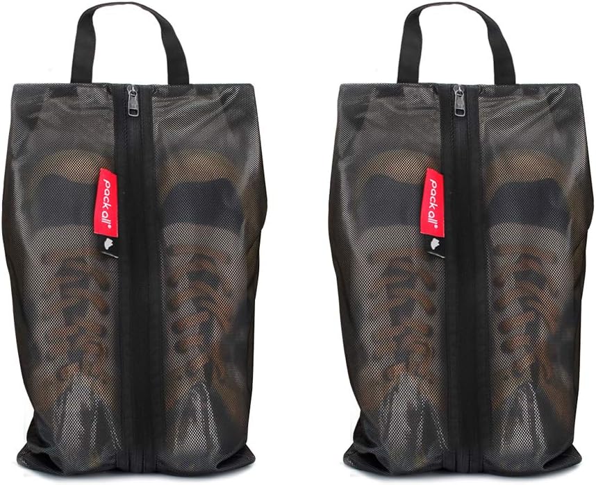 Shoe Bag for Travel, Water-Resistant Shoe Pouch for Gym, Odor-Resistant Soccer Cleats Bag for Sport (Black)