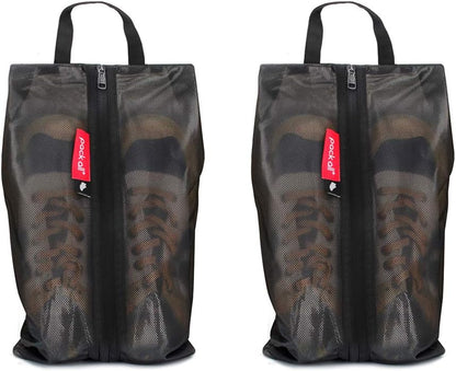 Shoe Bag for Travel, Water-Resistant Shoe Pouch for Gym, Odor-Resistant Soccer Cleats Bag for Sport (Black)