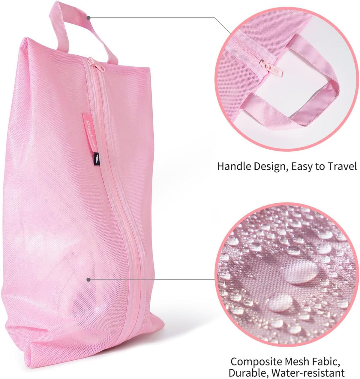 Shoe Bag for Travel, Water-Resistant Shoe Pouch for Gym, Odor-Resistant Soccer Cleats Bag for Sport (Black)
