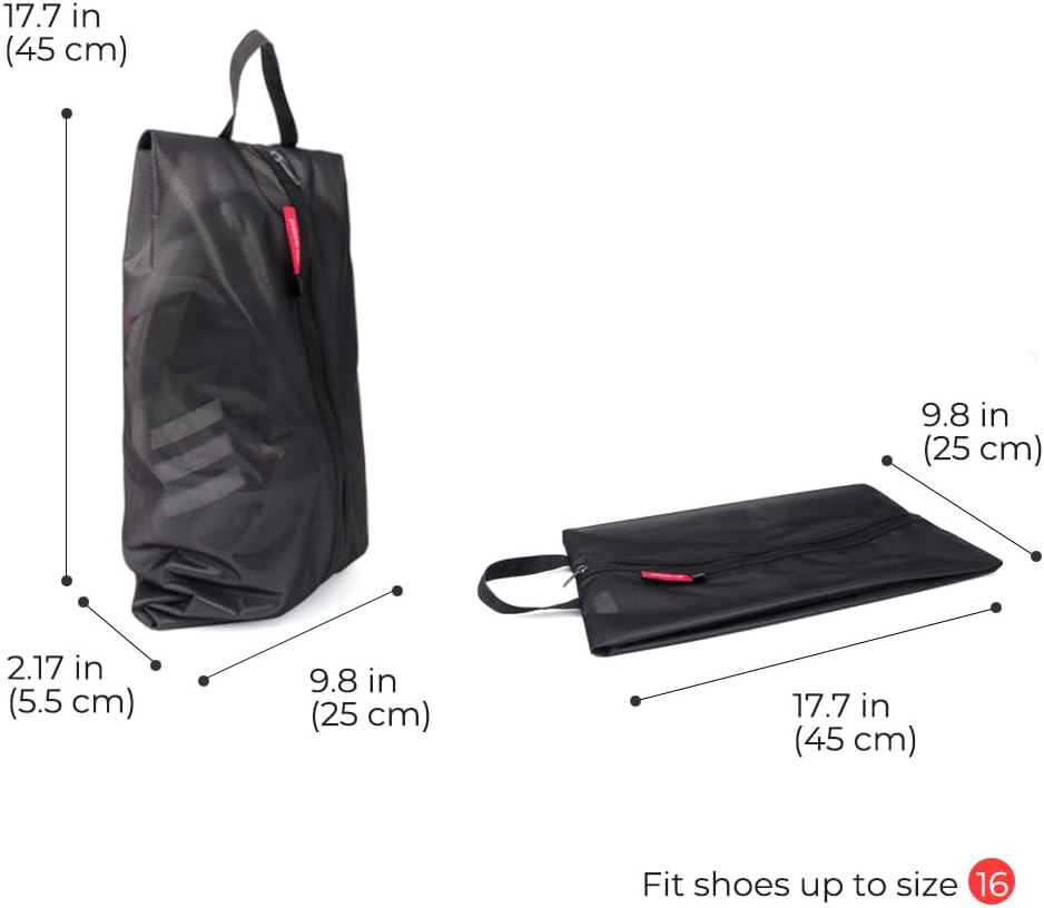 Shoe Bag for Travel, Water-Resistant Shoe Pouch for Gym, Odor-Resistant Soccer Cleats Bag for Sport (Black)