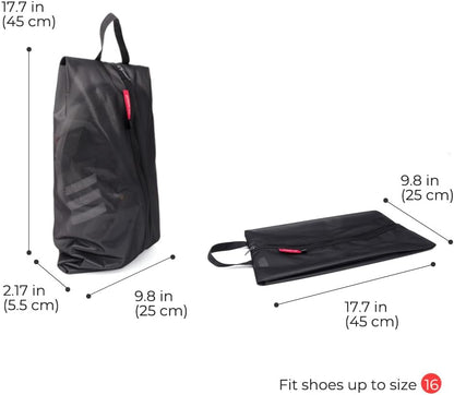 Shoe Bag for Travel, Water-Resistant Shoe Pouch for Gym, Odor-Resistant Soccer Cleats Bag for Sport (Black)