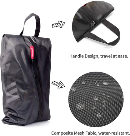 Shoe Bag for Travel, Water-Resistant Shoe Pouch for Gym, Odor-Resistant Soccer Cleats Bag for Sport (Black)