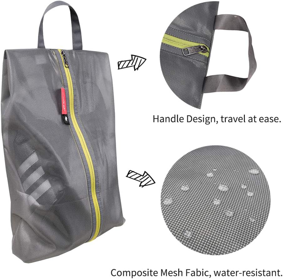 Shoe Bag for Travel, Water-Resistant Shoe Pouch for Gym, Odor-Resistant Soccer Cleats Bag for Sport (Black)