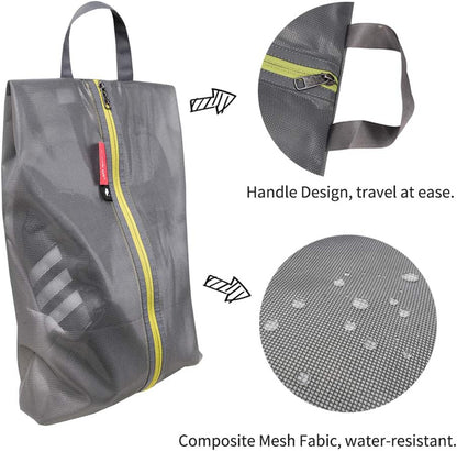 Shoe Bag for Travel, Water-Resistant Shoe Pouch for Gym, Odor-Resistant Soccer Cleats Bag for Sport (Black)