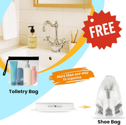 Packing Cubes for Travel - Sturdy, Lightweight & Waterproof Compression. A Durable and Tidy Packing Solution for Easy Travel Organization. Includes Toiletry and Shoe Bags (Grey)