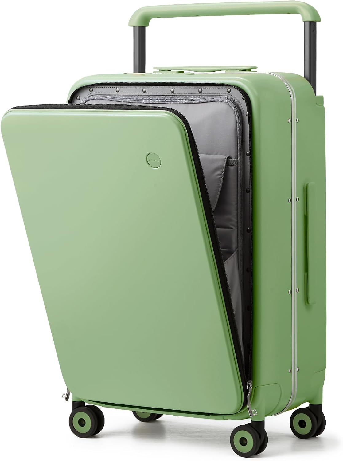 Carry On Luggage Wide Handle Luxury Design Rolling Travel Suitcase PC Hardside with Aluminum Frame Hollow Spinner Wheels, with Cover, 20 inch, Smoke White