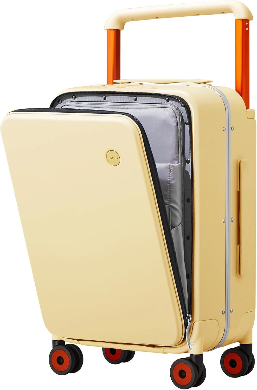 Carry On Luggage Wide Handle Luxury Design Rolling Travel Suitcase PC Hardside with Aluminum Frame Hollow Spinner Wheels, with Cover, 20 inch, Smoke White