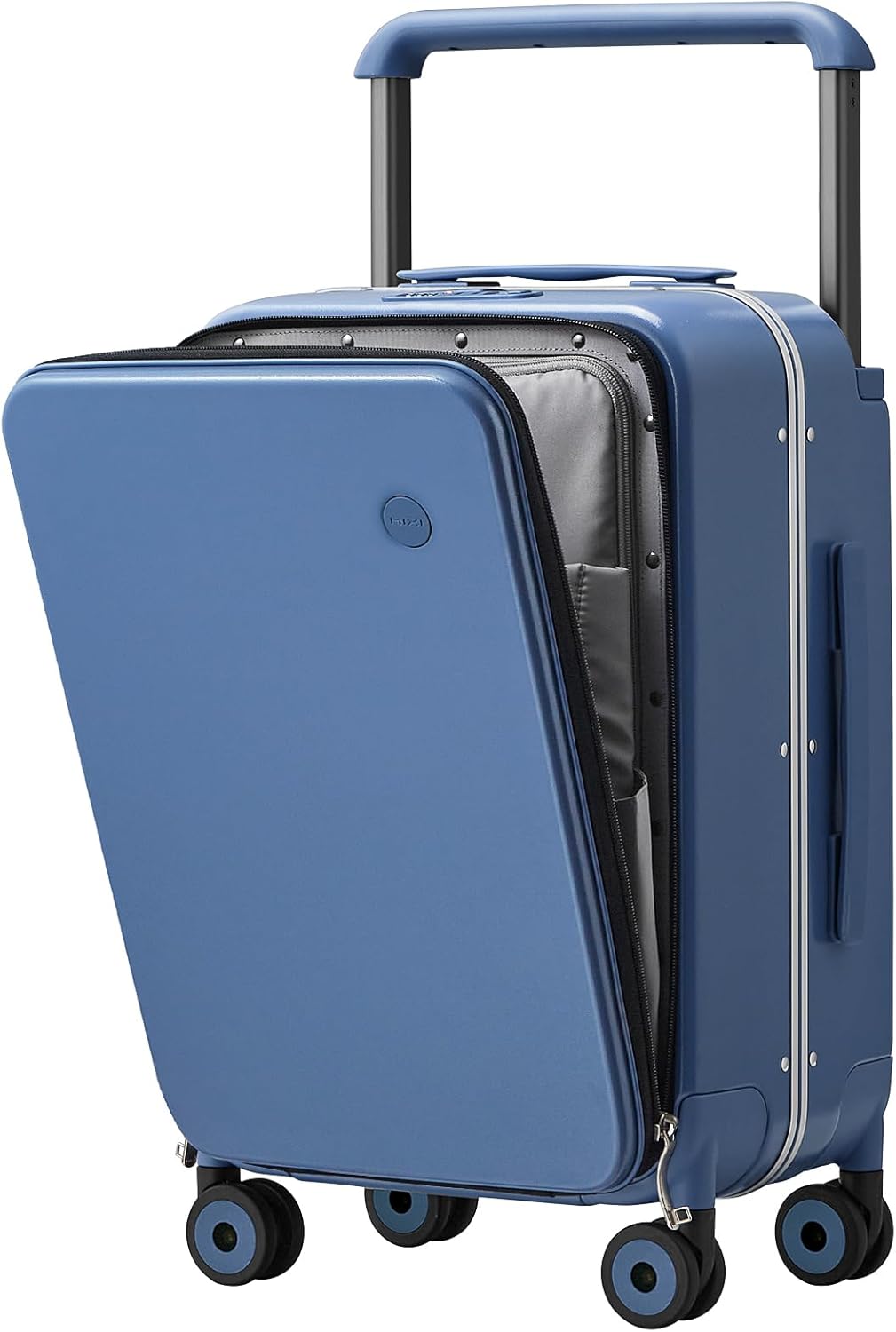 Carry On Luggage Wide Handle Luxury Design Rolling Travel Suitcase PC Hardside with Aluminum Frame Hollow Spinner Wheels, with Cover, 20 inch, Smoke White