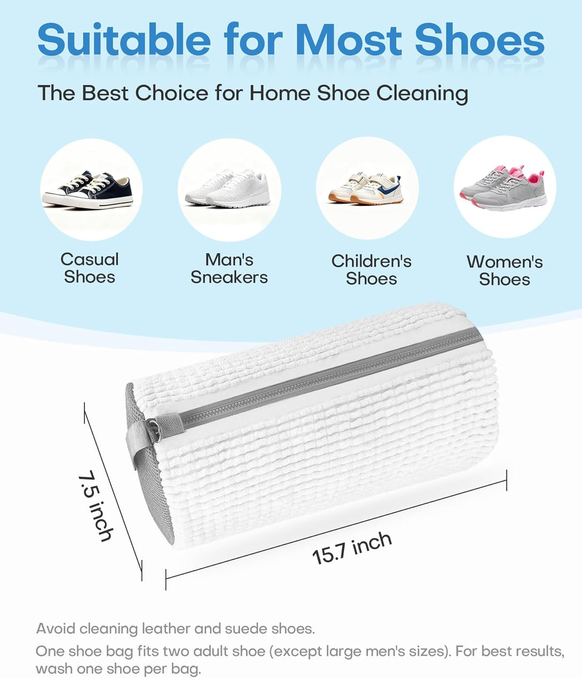 3-IN-1 Laundry & Shoe Washing Machine Bag Kit : Laundry Shoe Bag for Washer and Dryer,Reusable Shoe Cleaning Bag for Sneakers,Tennis,Self-locking Zipper & Microfiber,Include 3 Laundry Bag & 2 Shoe Bag