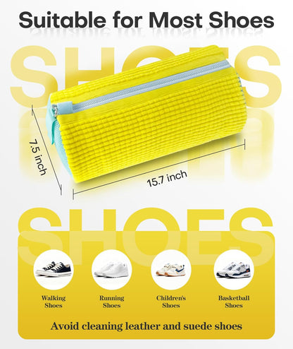 3-IN-1 Laundry & Shoe Washing Machine Bag Kit : Laundry Shoe Bag for Washer and Dryer,Reusable Shoe Cleaning Bag for Sneakers,Tennis,Self-locking Zipper & Microfiber,Include 3 Laundry Bag & 2 Shoe Bag