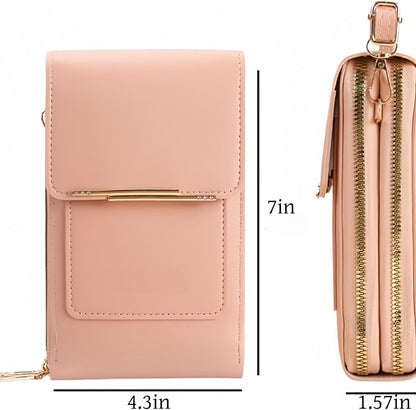 Touchscreen Crossbody Phone Purse for Women, Small Anti-Theft Leather Messenger Bag with RFID Blocking, Lightweight Quick