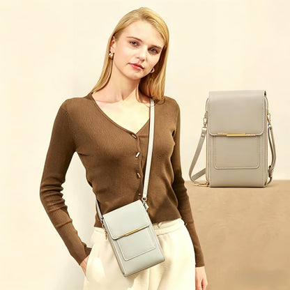 Touchscreen Crossbody Phone Purse for Women, Small Anti-Theft Leather Messenger Bag with RFID Blocking, Lightweight Quick