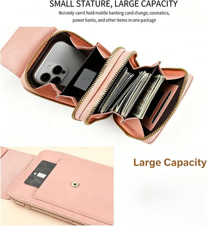 Touchscreen Crossbody Phone Purse for Women, Small Anti-Theft Leather Messenger Bag with RFID Blocking, Lightweight Quick