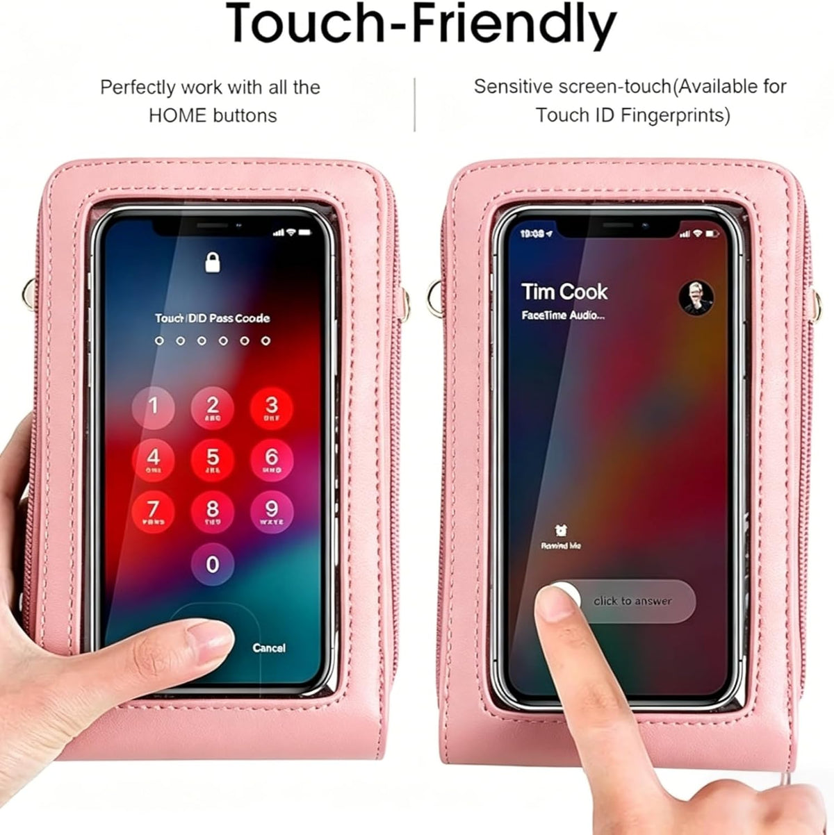 Touchscreen Crossbody Phone Purse for Women, Small Anti-Theft Leather Messenger Bag with RFID Blocking, Lightweight Quick