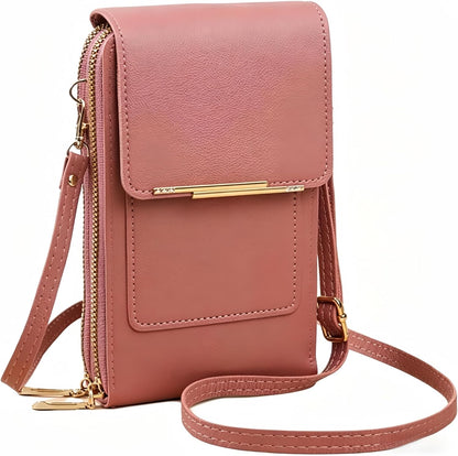 Touchscreen Crossbody Phone Purse for Women, Small Anti-Theft Leather Messenger Bag with RFID Blocking, Lightweight Quick
