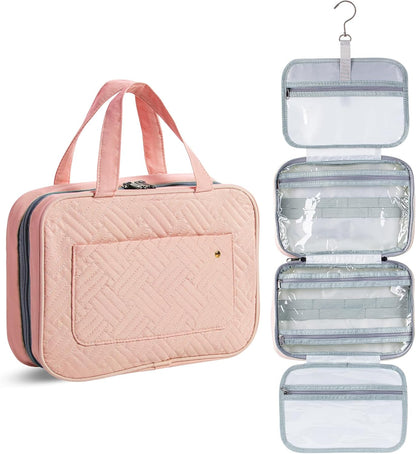 Travel Toiletry Bag Organizers, Baby Pink | Makeup Travel Bag for Toiletries with Hanging Hook, Water-Resistant