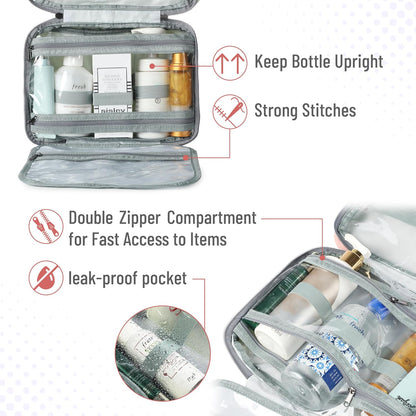 Travel Toiletry Bag Organizers, Baby Pink | Makeup Travel Bag for Toiletries with Hanging Hook, Water-Resistant