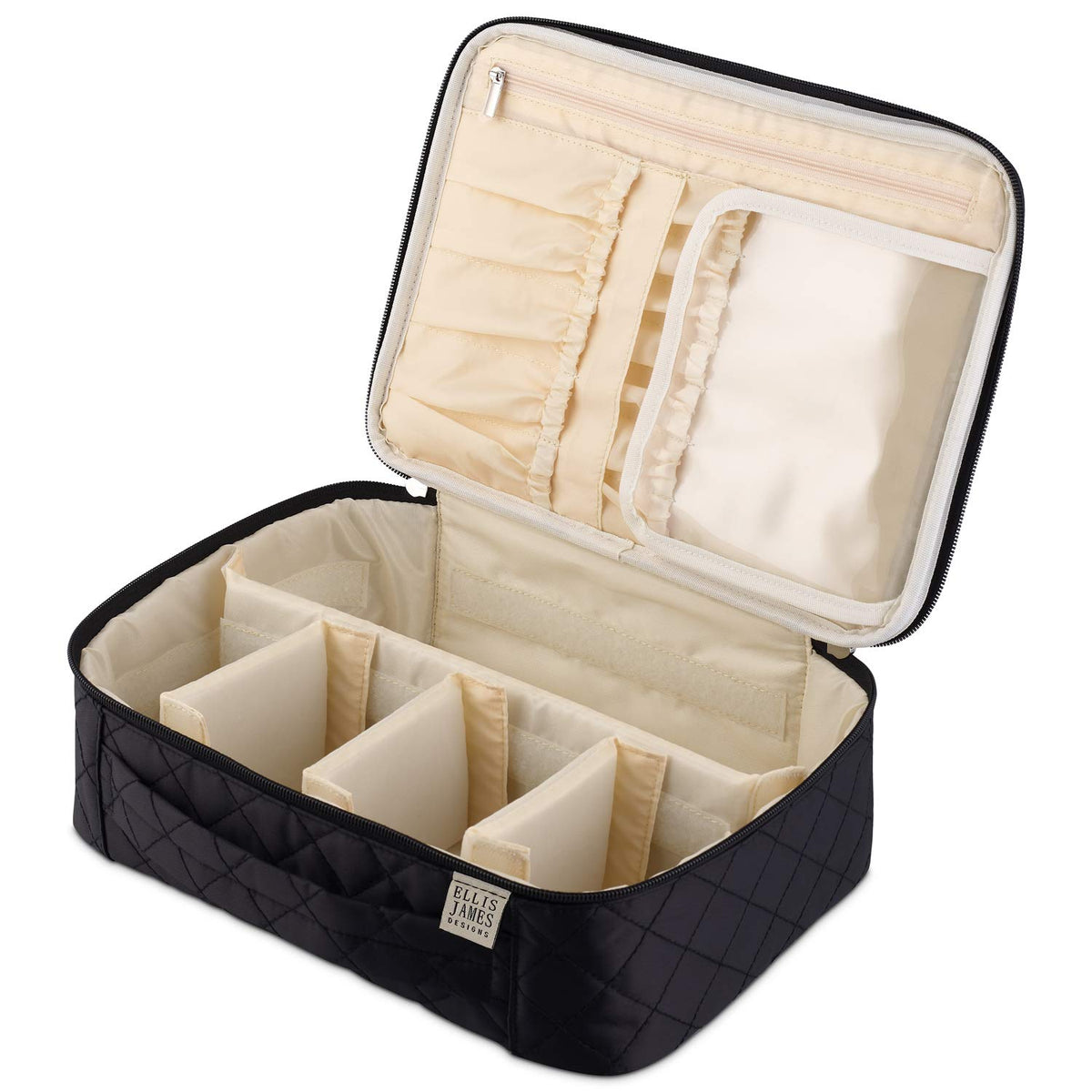 Extra Large Makeup Bag With Compartments - big makeup bag organizer, large cosmetic bag black, train case makeup bag large, huge makeup bag With Handle Travel Make Up Bag For Women