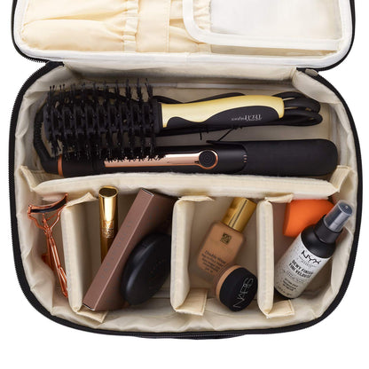 Extra Large Makeup Bag With Compartments - big makeup bag organizer, large cosmetic bag black, train case makeup bag large, huge makeup bag With Handle Travel Make Up Bag For Women
