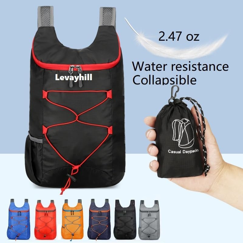 16L Foldable Hiking Backpack,Small Packable Daypack,Dark Blue | Lightweight ,Outdoor Collapsible Rucksack,Ultralight Folding Back Pack, Water Repellent, Men Women Travel Gym, Easy Carry-on