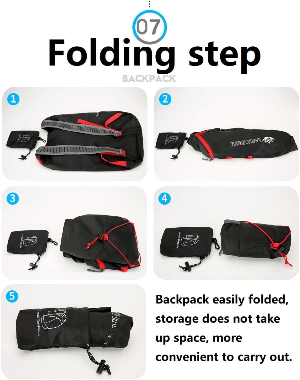 16L Foldable Hiking Backpack,Small Packable Daypack,Dark Blue | Lightweight ,Outdoor Collapsible Rucksack,Ultralight Folding Back Pack, Water Repellent, Men Women Travel Gym, Easy Carry-on