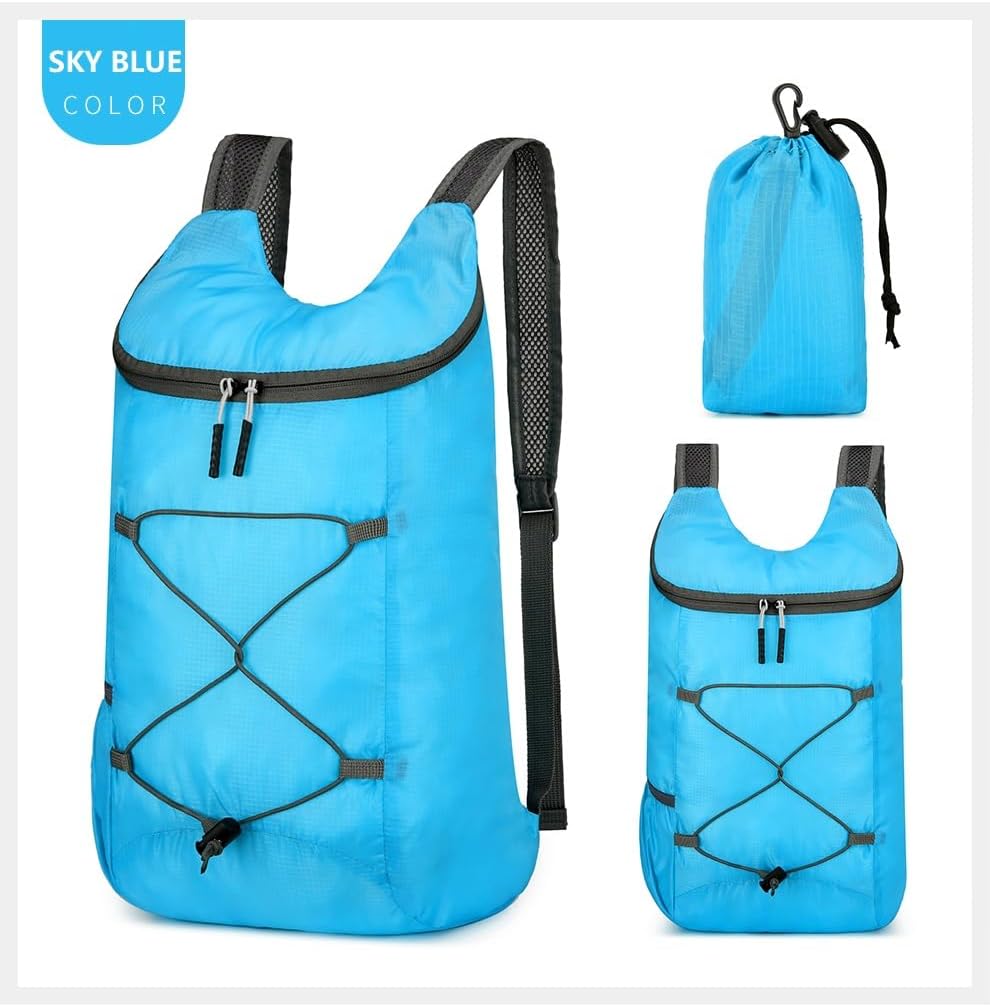 16L Foldable Hiking Backpack,Small Packable Daypack,Dark Blue | Lightweight ,Outdoor Collapsible Rucksack,Ultralight Folding Back Pack, Water Repellent, Men Women Travel Gym, Easy Carry-on