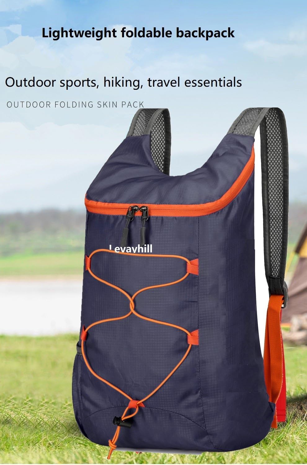 16L Foldable Hiking Backpack,Small Packable Daypack,Dark Blue | Lightweight ,Outdoor Collapsible Rucksack,Ultralight Folding Back Pack, Water Repellent, Men Women Travel Gym, Easy Carry-on