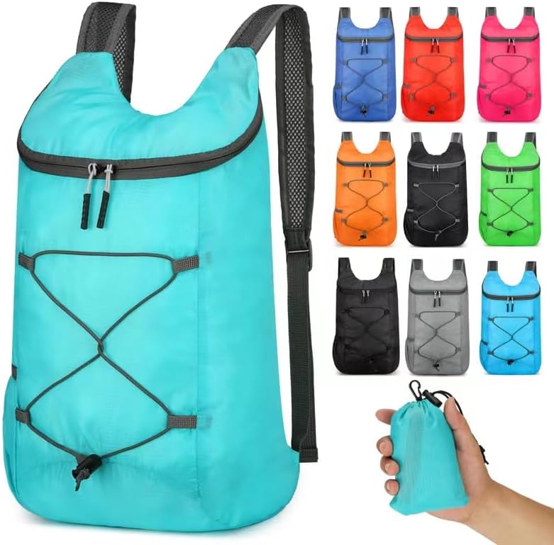 16L Foldable Hiking Backpack,Small Packable Daypack,Dark Blue | Lightweight ,Outdoor Collapsible Rucksack,Ultralight Folding Back Pack, Water Repellent, Men Women Travel Gym, Easy Carry-on