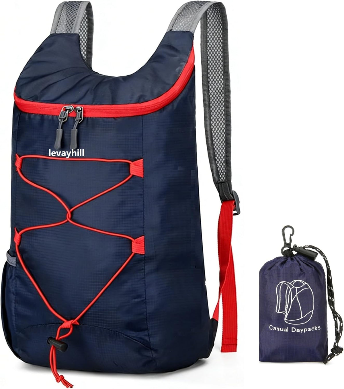 16L Foldable Hiking Backpack,Small Packable Daypack,Dark Blue | Lightweight ,Outdoor Collapsible Rucksack,Ultralight Folding Back Pack, Water Repellent, Men Women Travel Gym, Easy Carry-on