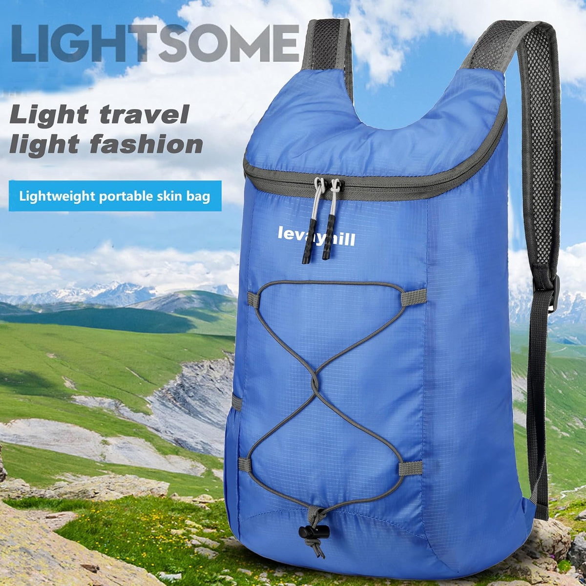 16L Foldable Hiking Backpack,Small Packable Daypack,Dark Blue | Lightweight ,Outdoor Collapsible Rucksack,Ultralight Folding Back Pack, Water Repellent, Men Women Travel Gym, Easy Carry-on