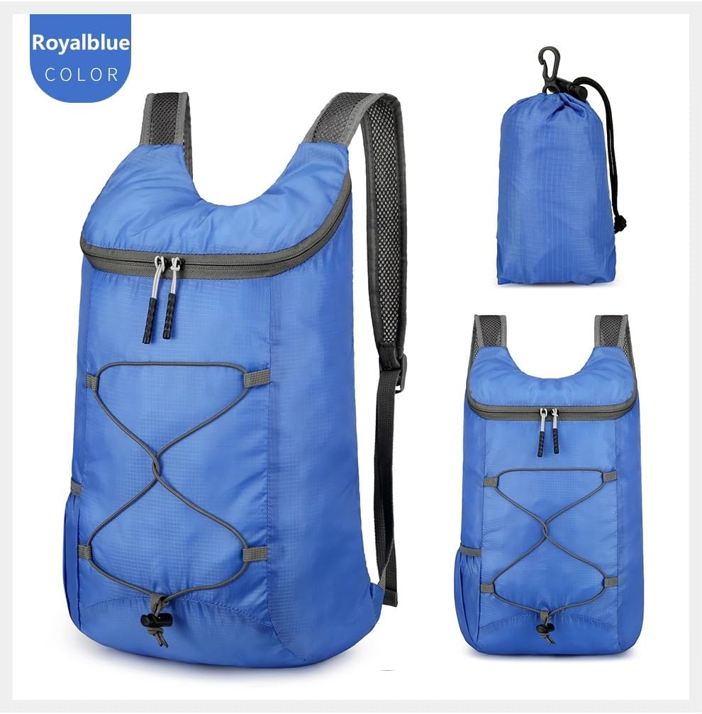 16L Foldable Hiking Backpack,Small Packable Daypack,Dark Blue | Lightweight ,Outdoor Collapsible Rucksack,Ultralight Folding Back Pack, Water Repellent, Men Women Travel Gym, Easy Carry-on