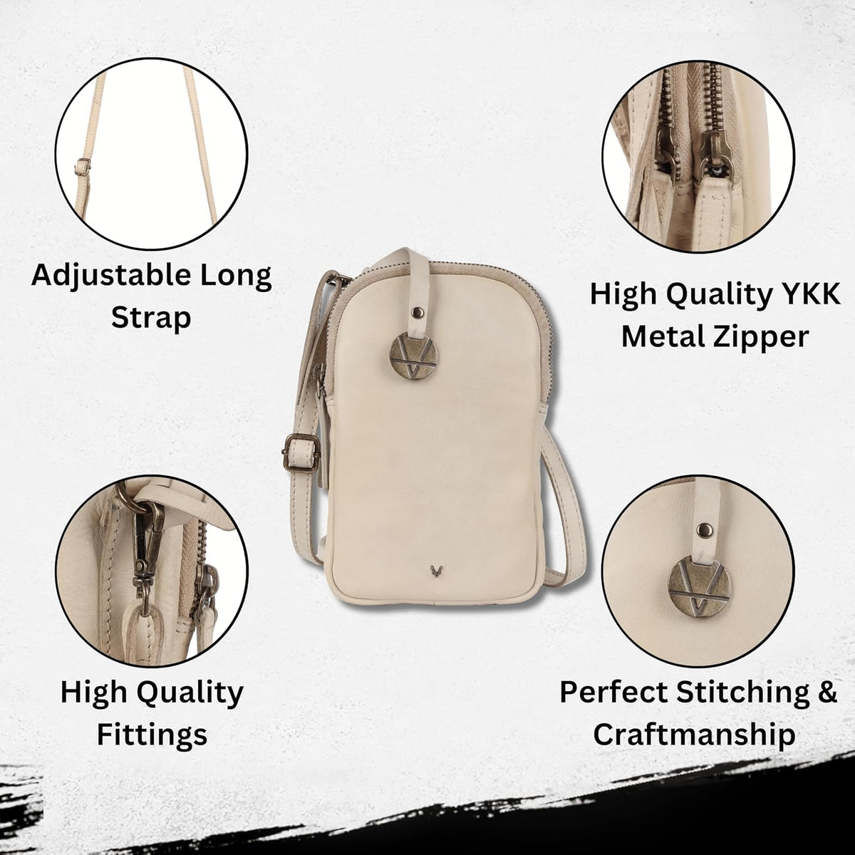 Genuine Italian Leather Small Leather Crossbody Bags For Women Cell Phone Purse, Trendy Casual Detachable Strap