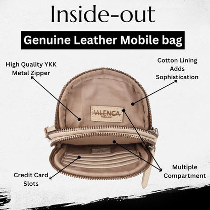 Genuine Italian Leather Small Leather Crossbody Bags For Women Cell Phone Purse, Trendy Casual Detachable Strap