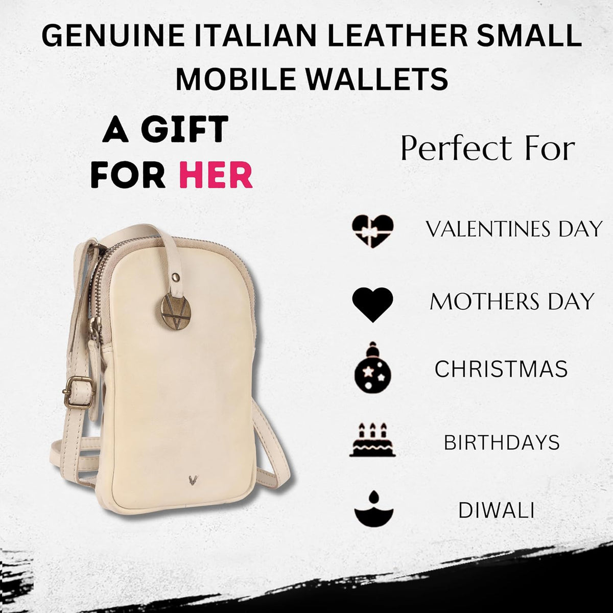 Genuine Italian Leather Small Leather Crossbody Bags For Women Cell Phone Purse, Trendy Casual Detachable Strap