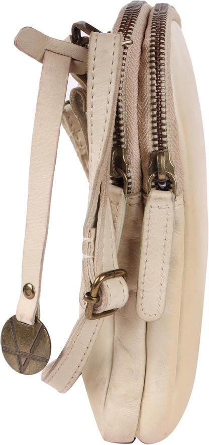 Genuine Italian Leather Small Leather Crossbody Bags For Women Cell Phone Purse, Trendy Casual Detachable Strap