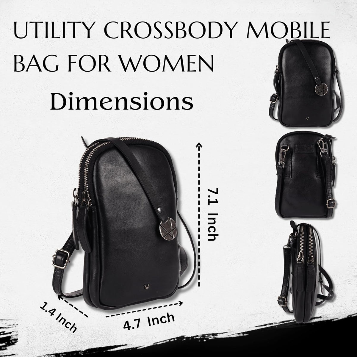 Genuine Italian Leather Small Leather Crossbody Bags For Women Cell Phone Purse, Trendy Casual Detachable Strap
